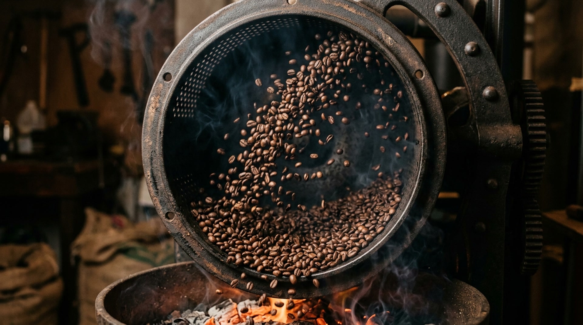 Cast iron coffee bean roasting drum